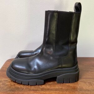ASH Storm Black Leather Tall Chelsea Boots